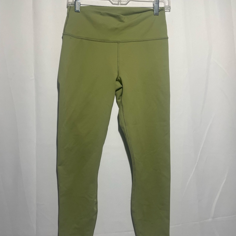 High-Rise Olive Green Leggings power hold by Fabulatics Med